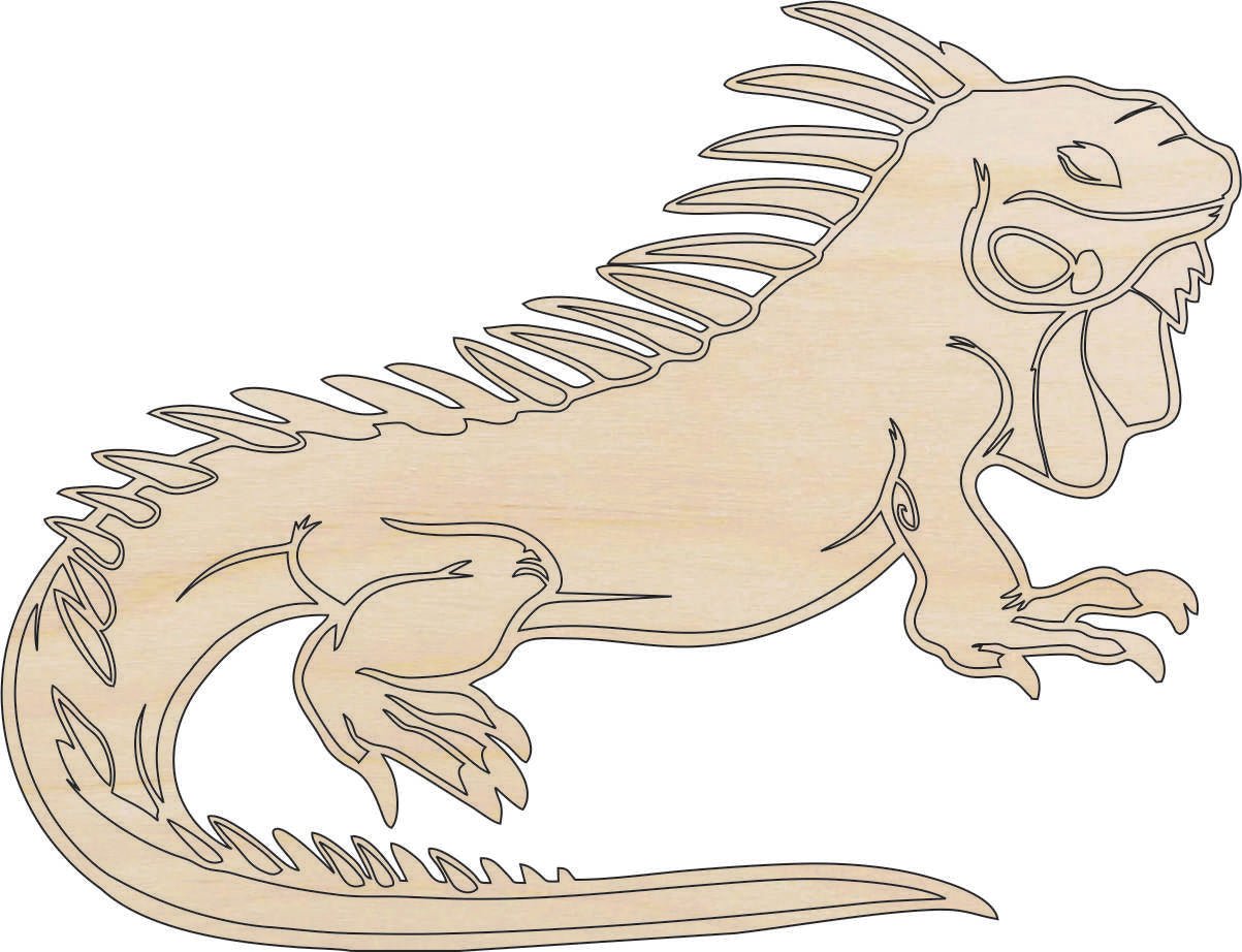 Iguana Wood Craft Shape - Laser Cut Baltic Birch Unfinished DIY Wood Art Supplies REP13 - The Wood Shape Store