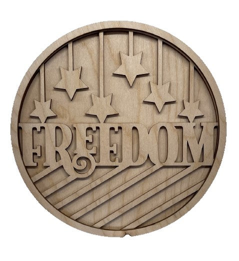 Door Sign Layered  Independence Day  3 Pieces Laser Cut Out Unfinished Wood RND96