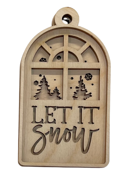 Door Sign Layered  Let It Snow 4 Pieces Laser Cut Out Unfinished Wood RND9