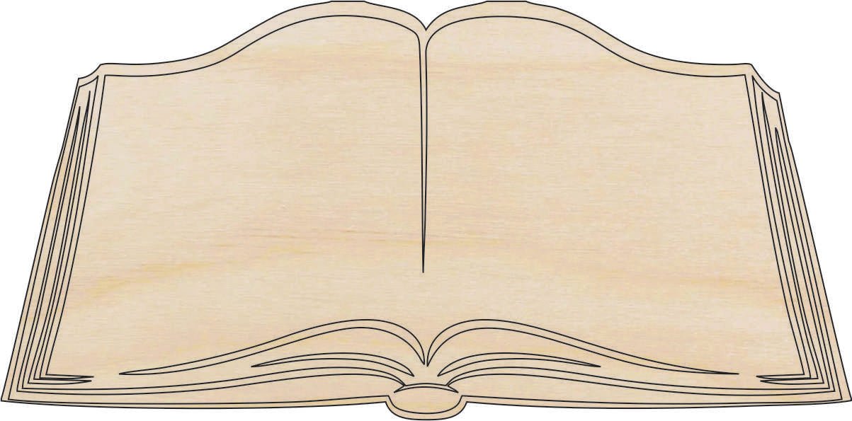 Book Wood Craft Shape - Laser Cut Baltic Birch Unfinished DIY Wood Art Supplies SCL12 - The Wood Shape Store