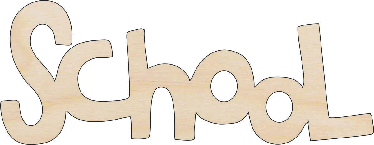 Word School - Laser Cut Out Unfinished Wood Craft Shape SCL17 Word School - Laser Cut Out Unfinished Wood Craft Shape SCL17
