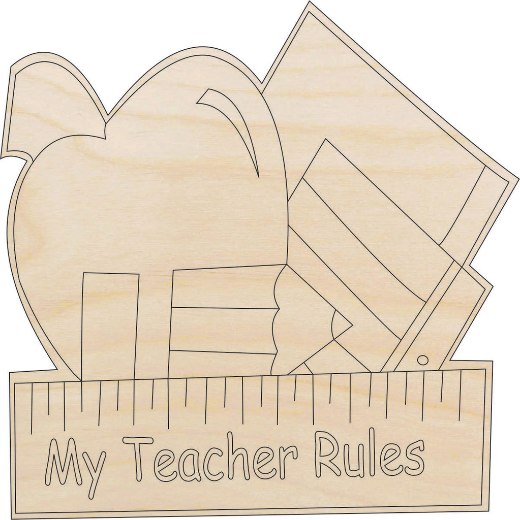 Sign Teacher - Laser Cut Out Unfinished Wood Craft Shape SCL24