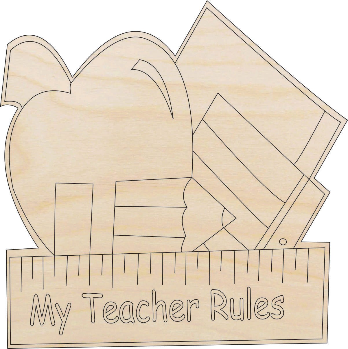 Teacher Wood Craft Shape - Laser Cut Baltic Birch Unfinished DIY Wood Art Supplies SCL24 - The Wood Shape Store