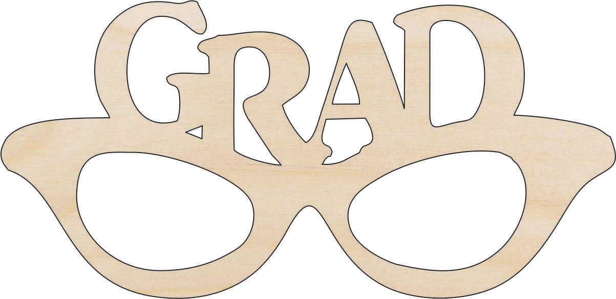 Grad Glasses Wood Craft Shape - Laser Cut Baltic Birch Unfinished DIY Wood Art Supplies SCL25 - The Wood Shape Store