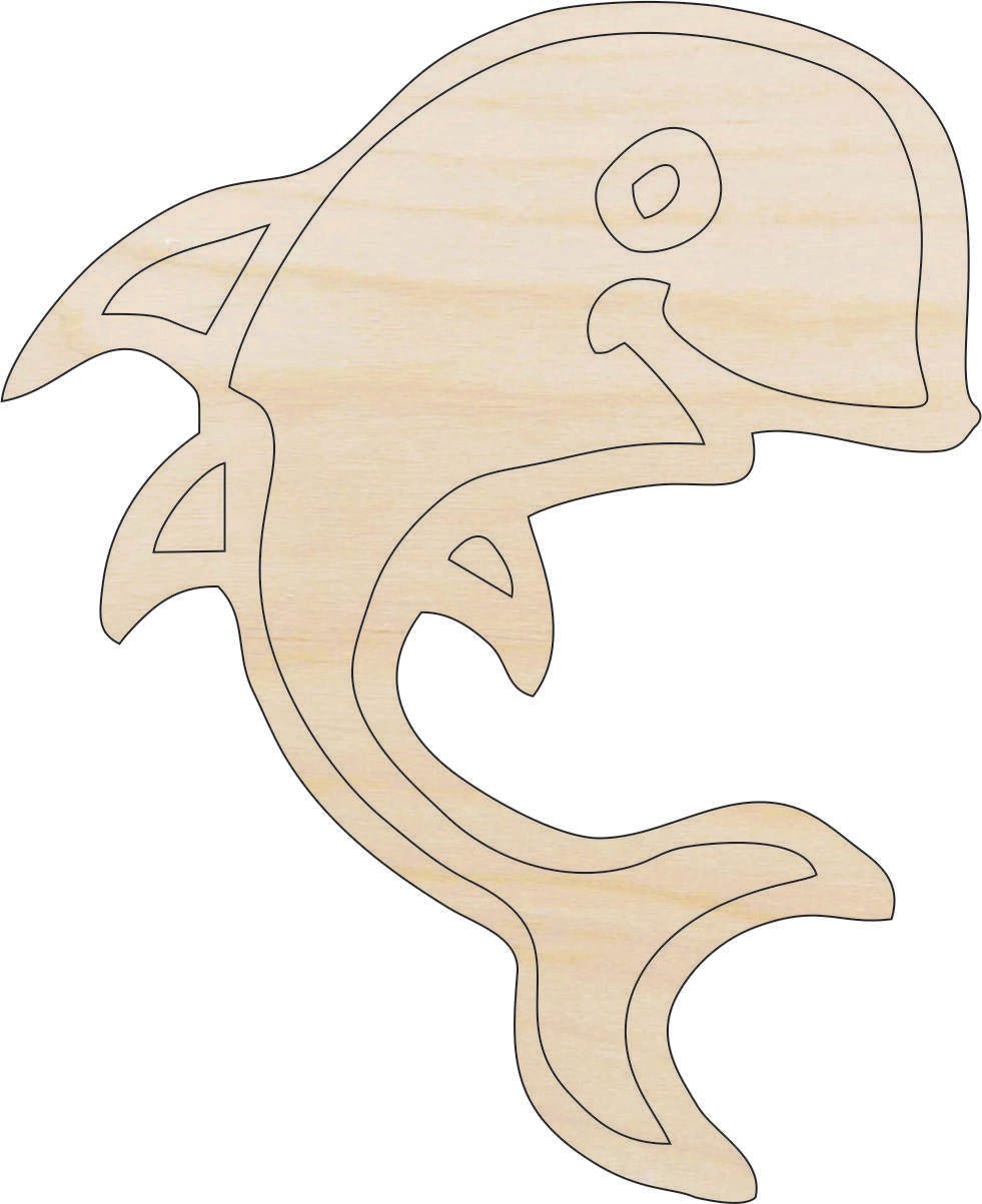 Dolphin Wood Craft Shape - Laser Cut Baltic Birch Unfinished DIY Wood Art Supplies SEA103 - The Wood Shape Store