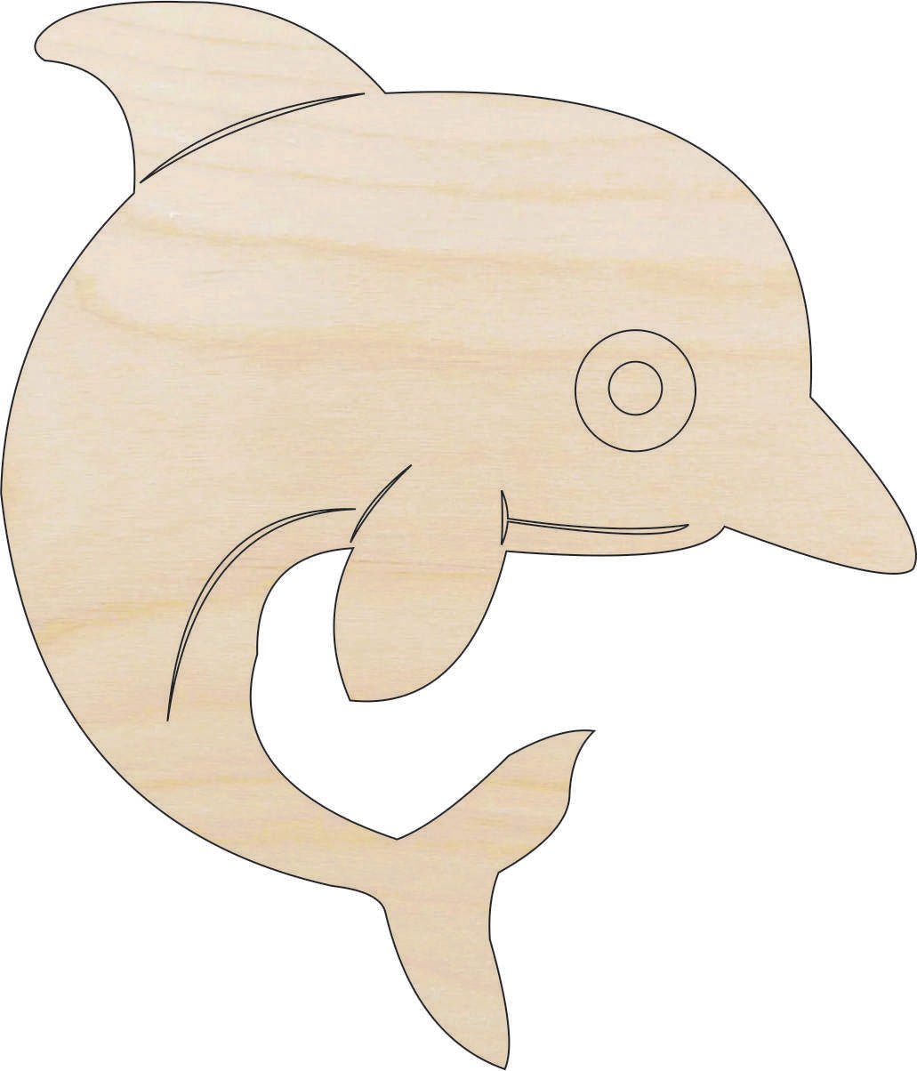 Dolphin Wood Craft Shape - Laser Cut Baltic Birch Unfinished DIY Wood Art Supplies SEA11 - The Wood Shape Store