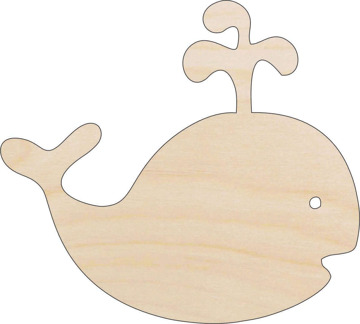 Whale Wood Craft Shape - Laser Cut Baltic Birch Unfinished DIY Wood Art Supplies SEA123 - The Wood Shape Store