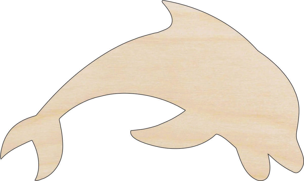 Dolphin Wood Craft Shape - Laser Cut Baltic Birch Unfinished DIY Wood Art Supplies SEA154 - The Wood Shape Store