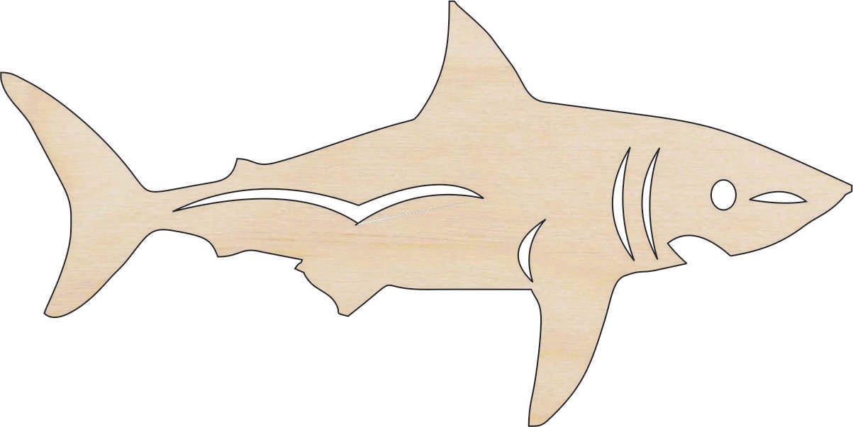 Shark Wood Craft Shape - Laser Cut Baltic Birch Unfinished DIY Wood Art Supplies SEA164 - The Wood Shape Store