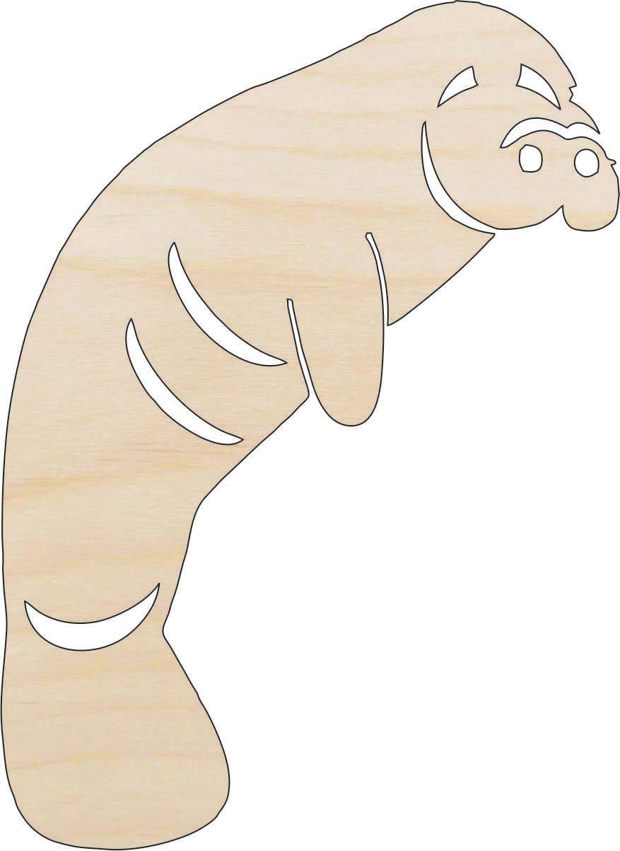 Manatee Wood Craft Shape - Laser Cut Baltic Birch Unfinished DIY Wood Art Supplies SEA165 - The Wood Shape Store