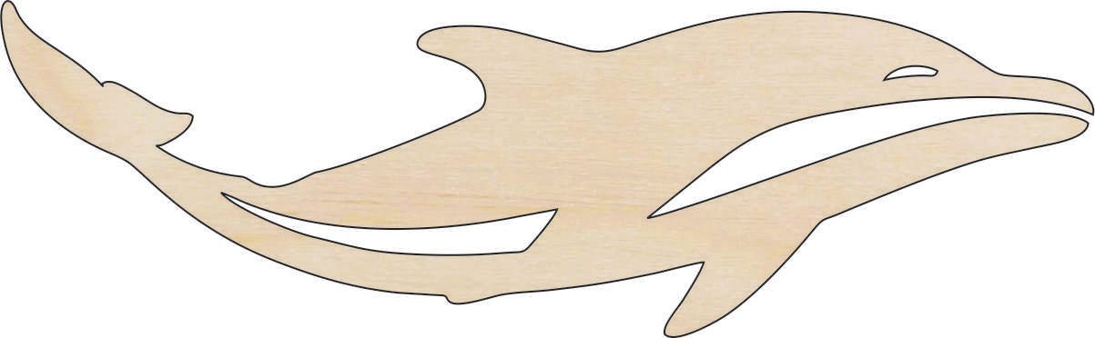 Dolphin Wood Craft Shape - Laser Cut Baltic Birch Unfinished DIY Wood Art Supplies SEA166 - The Wood Shape Store