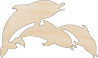 Dolphins Wood Craft Shape - Laser Cut Baltic Birch Unfinished DIY Wood Art Supplies SEA18 - The Wood Shape Store
