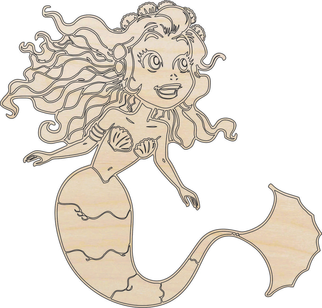 Mermaid - Laser Cut Out Unfinished Wood Craft Shape SEA20