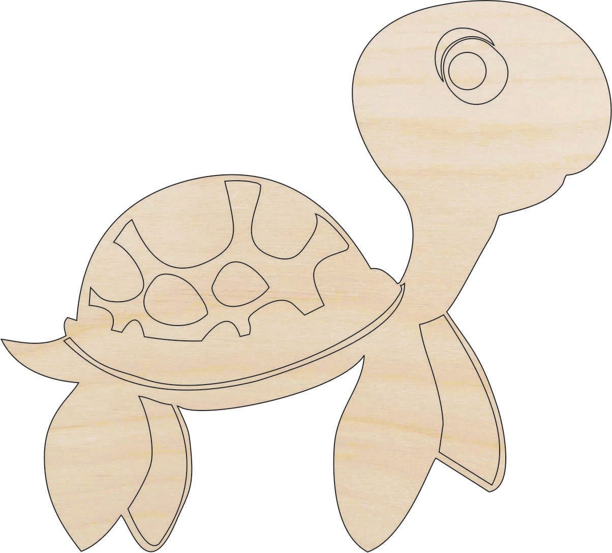 Turtle Wood Craft Shape - Laser Cut Baltic Birch Unfinished DIY Wood Art Supplies SEA21 - The Wood Shape Store