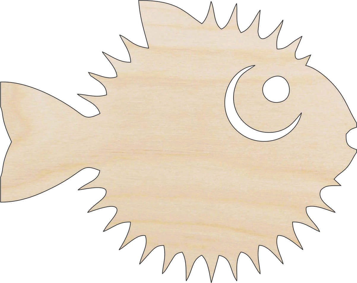 Pufferfish Wood Craft Shape - Laser Cut Baltic Birch Unfinished DIY Wood Art Supplies SEA26 - The Wood Shape Store