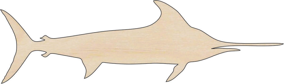 Swordfish Wood Craft Shape - Laser Cut Baltic Birch Unfinished DIY Wood Art Supplies SEA28 - The Wood Shape Store