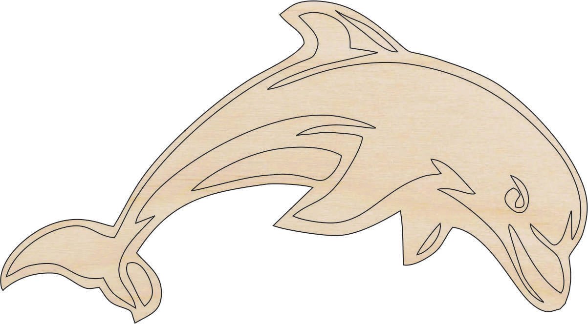 Dolphin Wood Craft Shape - Laser Cut Baltic Birch Unfinished DIY Wood Art Supplies SEA29 - The Wood Shape Store
