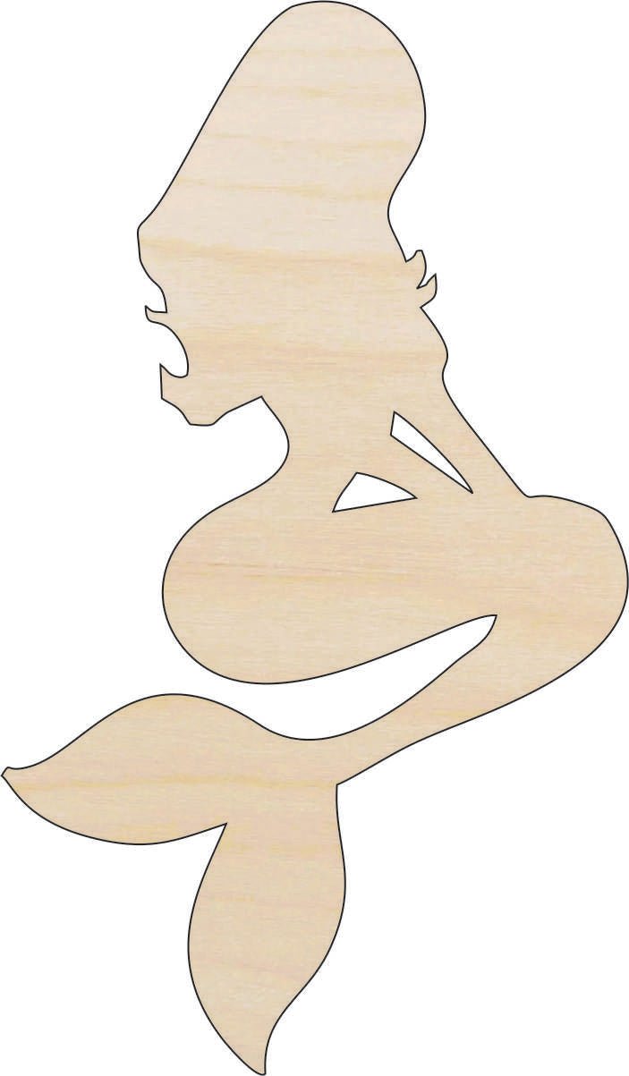 Mermaid Wood Craft Shape - Laser Cut Baltic Birch Unfinished DIY Wood Art Supplies SEA2 - The Wood Shape Store