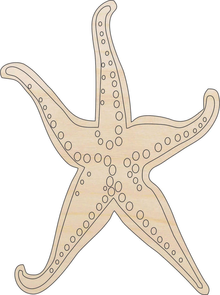 Starfish Wood Craft Shape - Laser Cut Baltic Birch Unfinished DIY Wood Art Supplies SEA31 - The Wood Shape Store