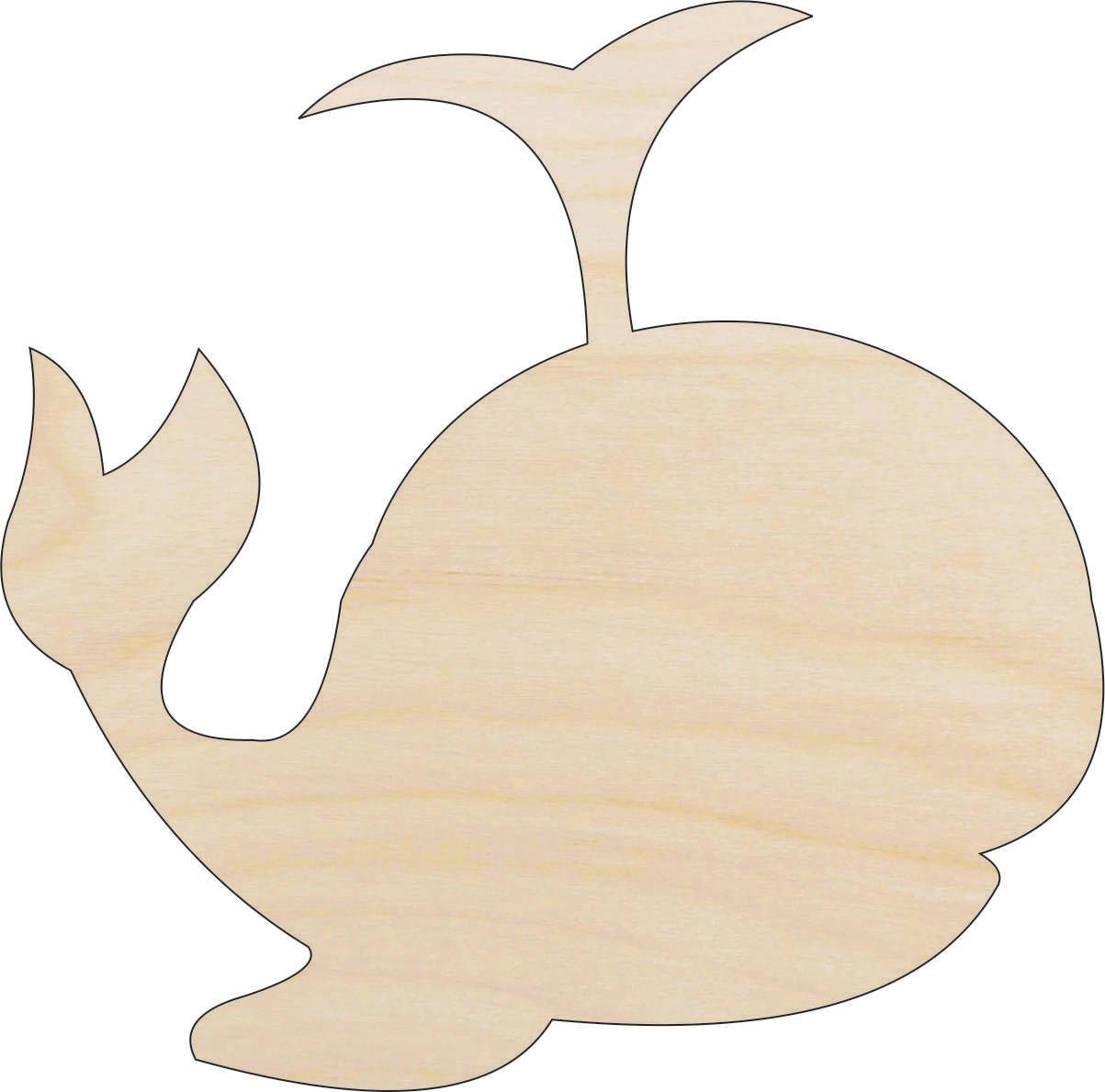 Whale Wood Craft Shape - Laser Cut Baltic Birch Unfinished DIY Wood Art Supplies SEA41 - The Wood Shape Store