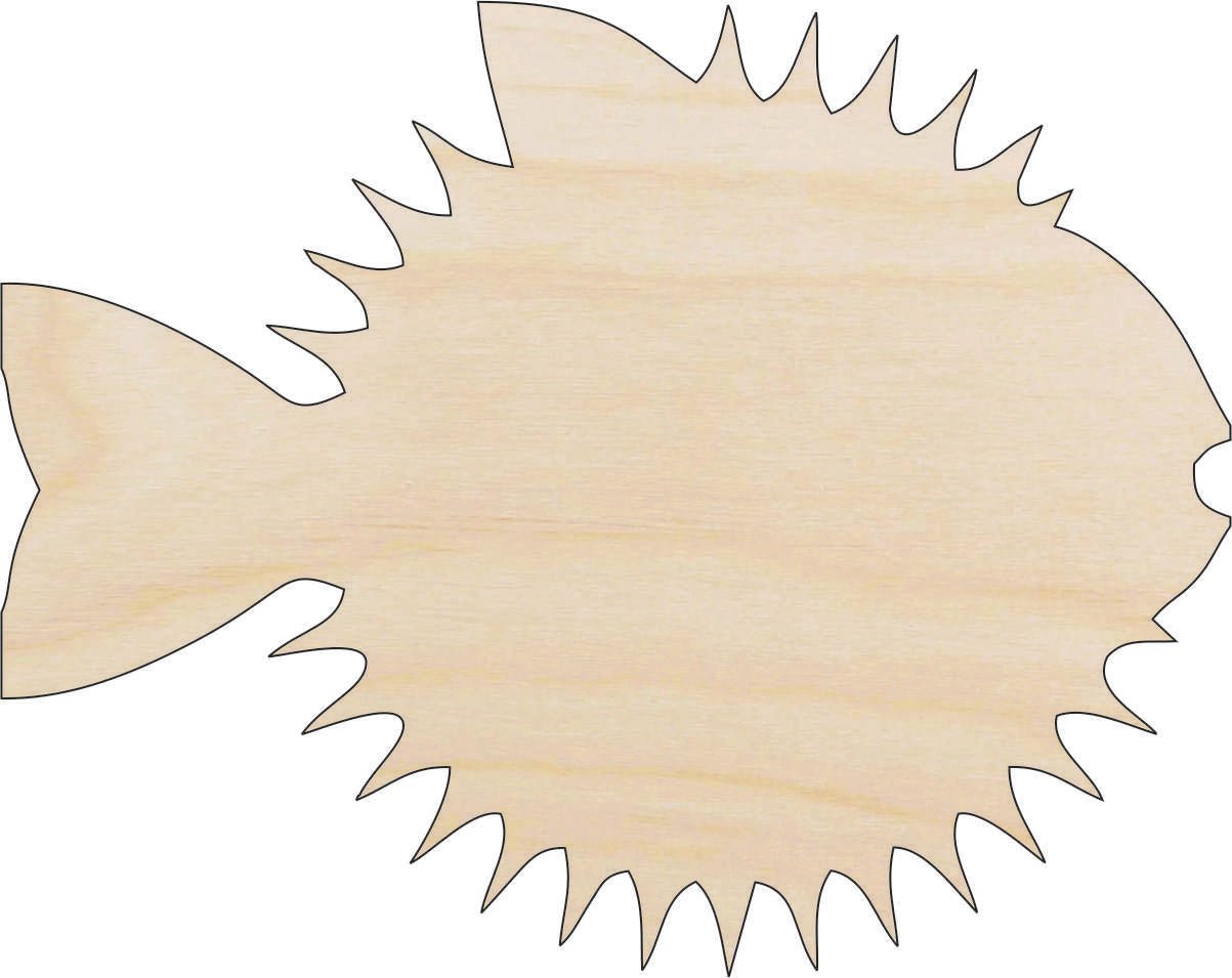 Pufferfish Wood Craft Shape - Laser Cut Baltic Birch Unfinished DIY Wood Art Supplies SEA56 - The Wood Shape Store