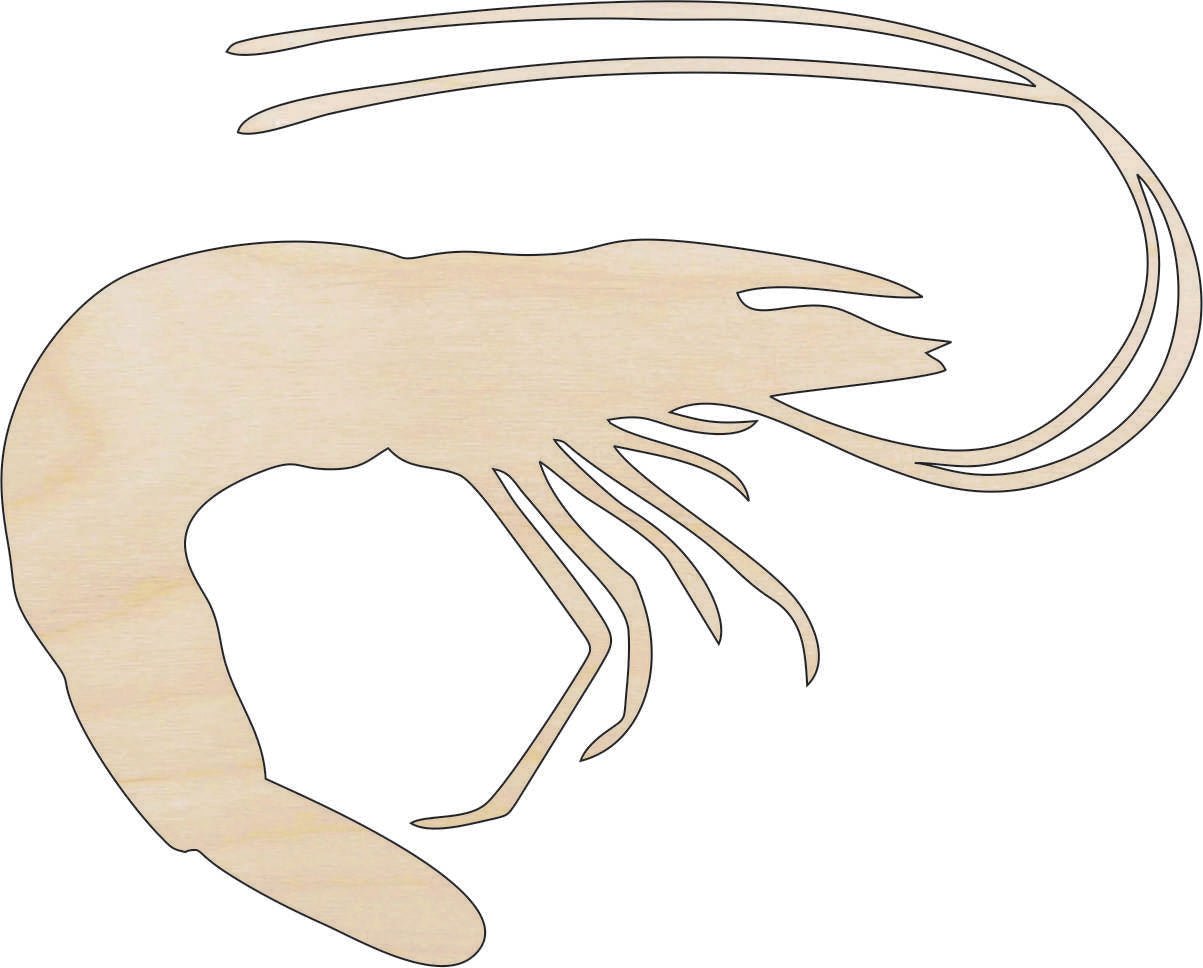 Shrimp Wood Craft Shape - Laser Cut Baltic Birch Unfinished DIY Wood Art Supplies SEA60 - The Wood Shape Store