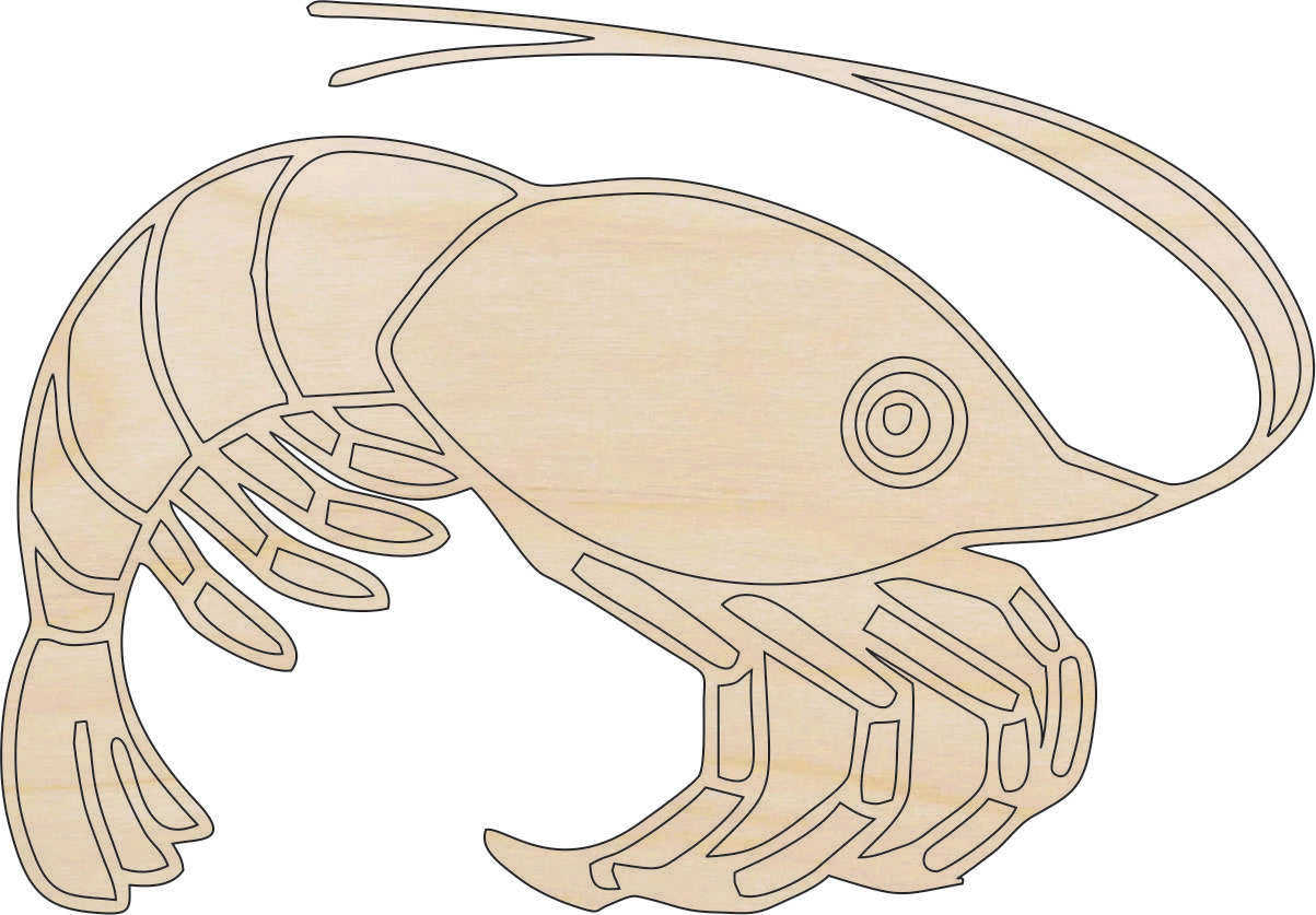 Shrimp - Laser Cut Out Unfinished Wood Craft Shape SEA61 Shrimp - Laser Cut Out Unfinished Wood Craft Shape SEA61