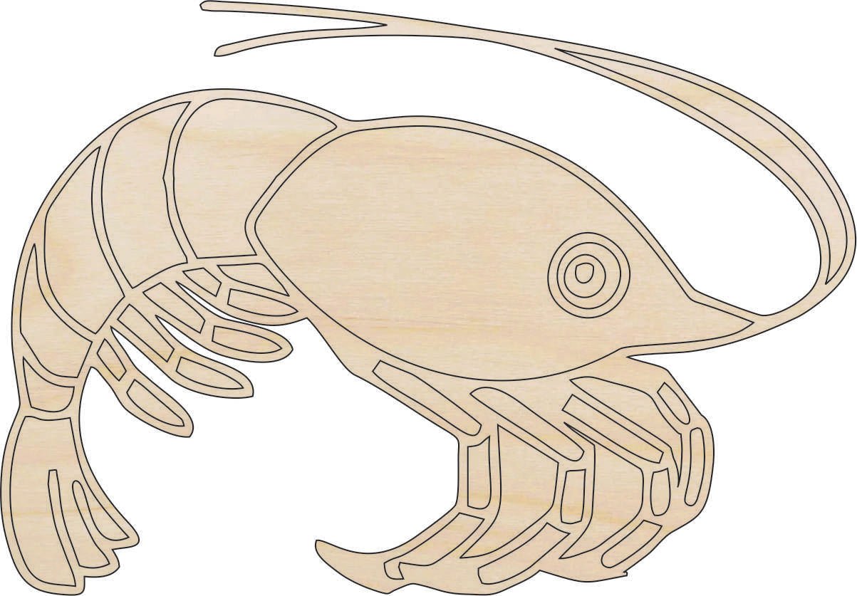 Shrimp Wood Craft Shape - Laser Cut Baltic Birch Unfinished DIY Wood Art Supplies SEA61 - The Wood Shape Store