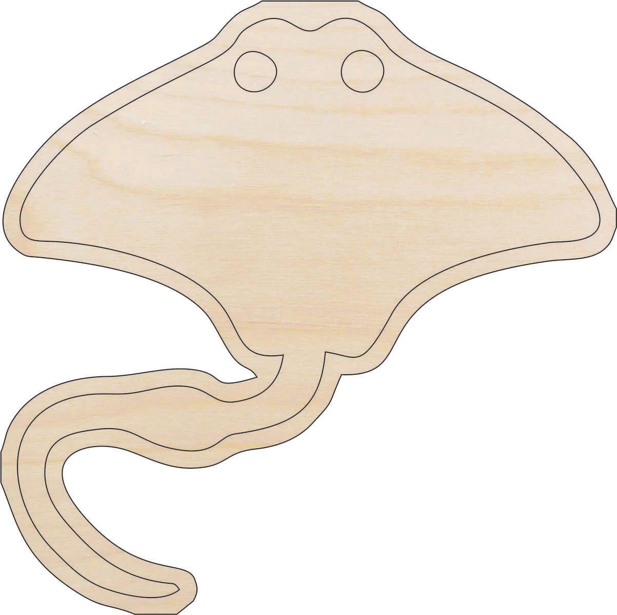 Stingray Wood Craft Shape - Laser Cut Baltic Birch Unfinished DIY Wood Art Supplies SEA65 - The Wood Shape Store