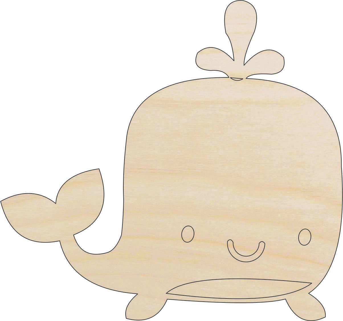 Whale - Laser Cut Out Unfinished Wood Craft Shape SEA70