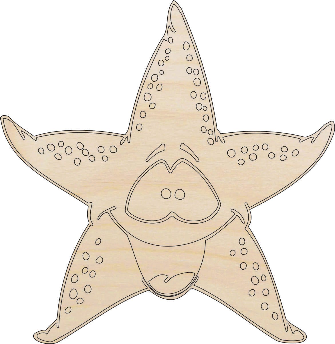 Starfish Wood Craft Shape - Laser Cut Baltic Birch Unfinished DIY Wood Art Supplies SEA71 - The Wood Shape Store