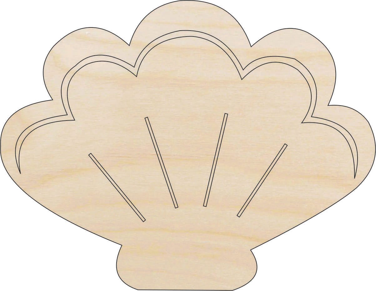 Shell Wood Craft Shape - Laser Cut Baltic Birch Unfinished DIY Wood Art Supplies SEA74 - The Wood Shape Store