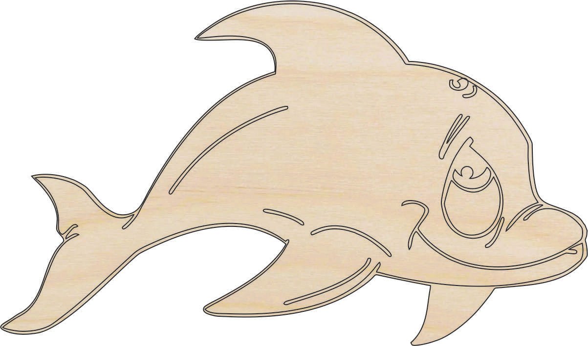 Dolphin Wood Craft Shape - Laser Cut Baltic Birch Unfinished DIY Wood Art Supplies SEA76 - The Wood Shape Store