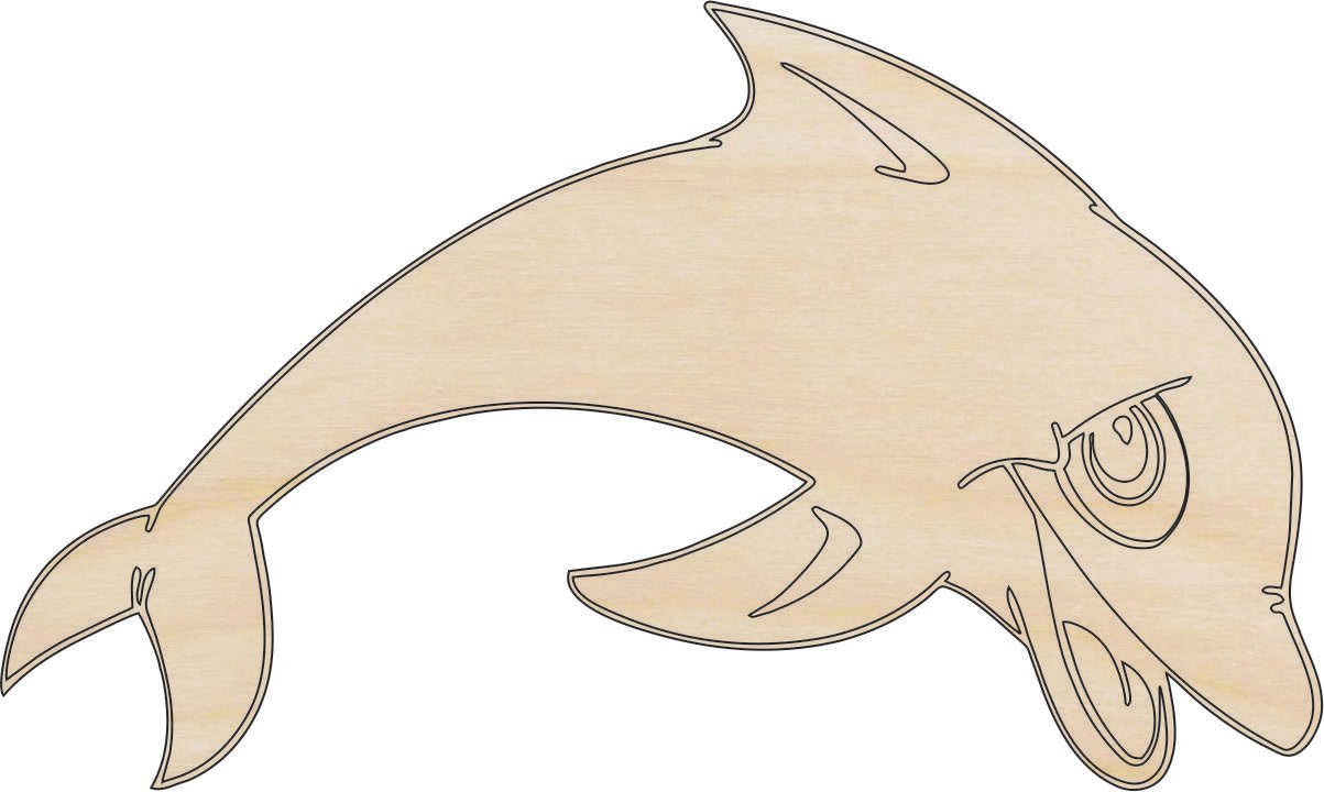 Dolphin Wood Craft Shape - Laser Cut Baltic Birch Unfinished DIY Wood Art Supplies SEA79 - The Wood Shape Store