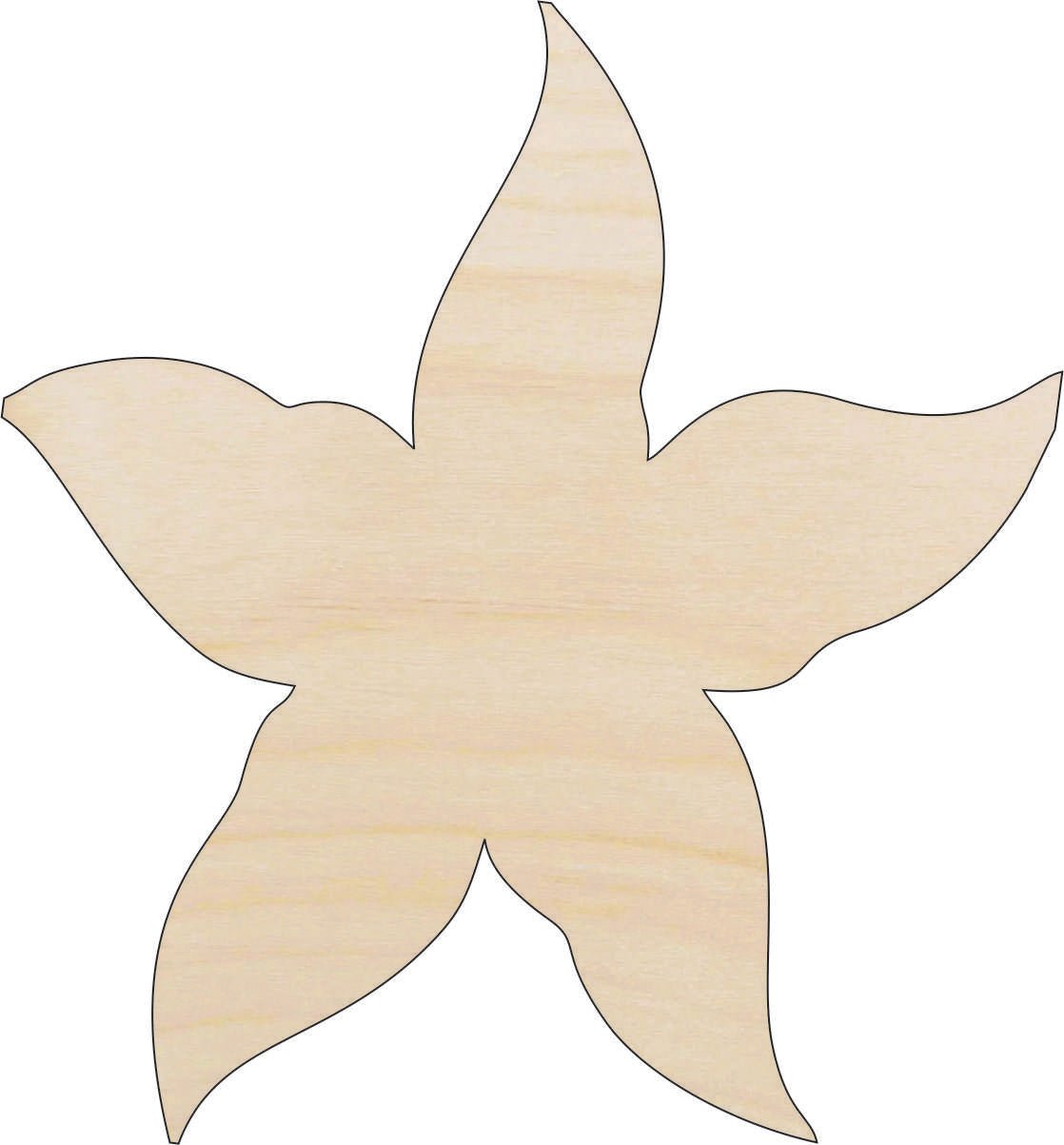 Starfish Wood Craft Shape - Laser Cut Baltic Birch Unfinished DIY Wood Art Supplies SEA81 - The Wood Shape Store