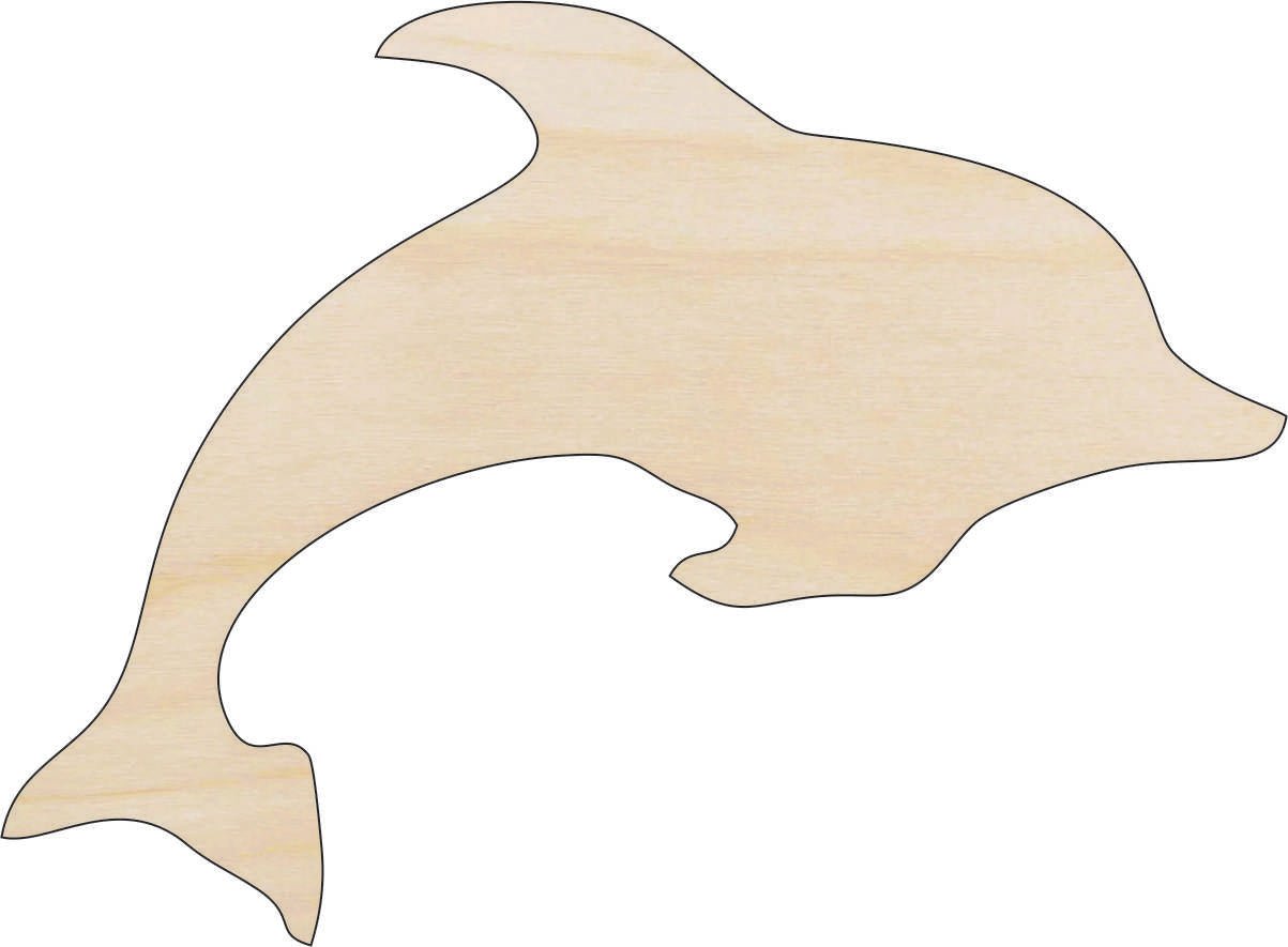 Dolphin Wood Craft Shape - Laser Cut Baltic Birch Unfinished DIY Wood Art Supplies SEA87 - The Wood Shape Store