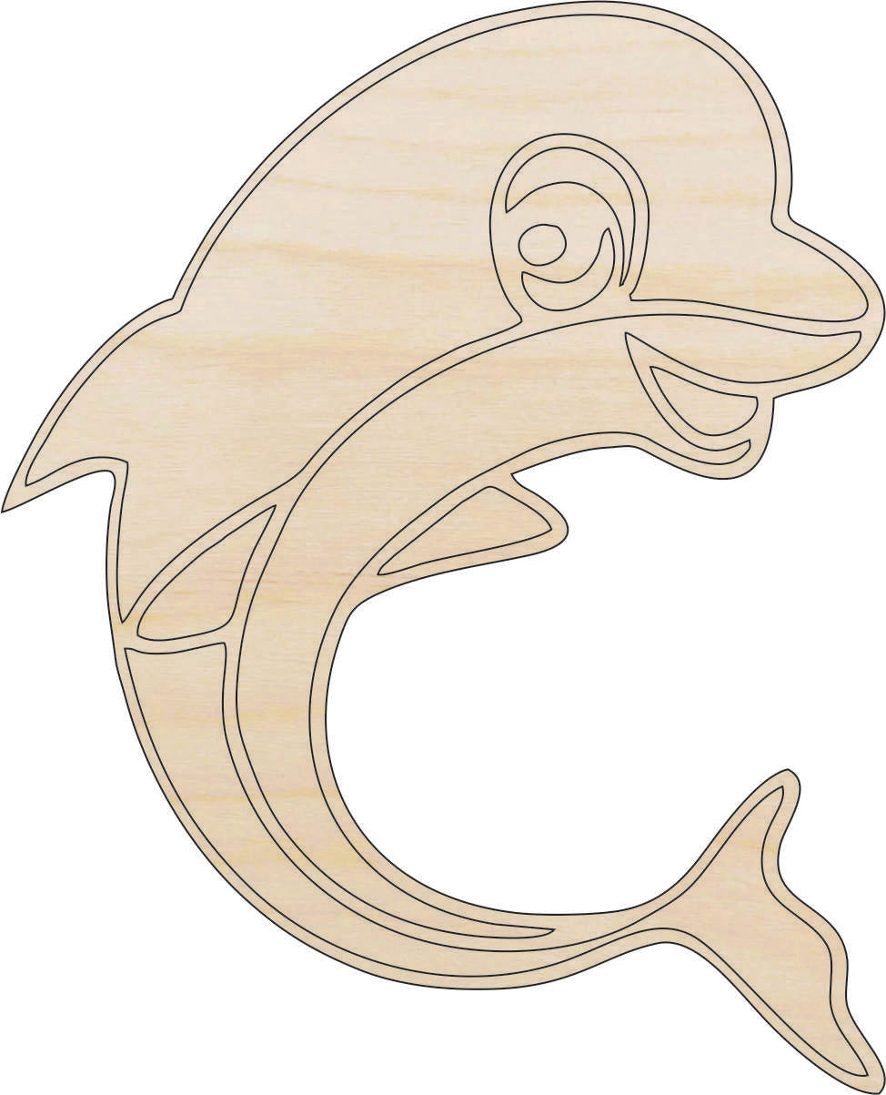 Dolphin - Laser Cut Out Unfinished Wood Craft Shape SEA8 Dolphin - Laser Cut Out Unfinished Wood Craft Shape SEA8