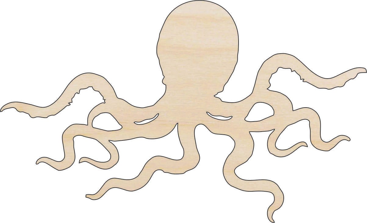Octopus Wood Craft Shape - Laser Cut Baltic Birch Unfinished DIY Wood Art Supplies SEA97 - The Wood Shape Store