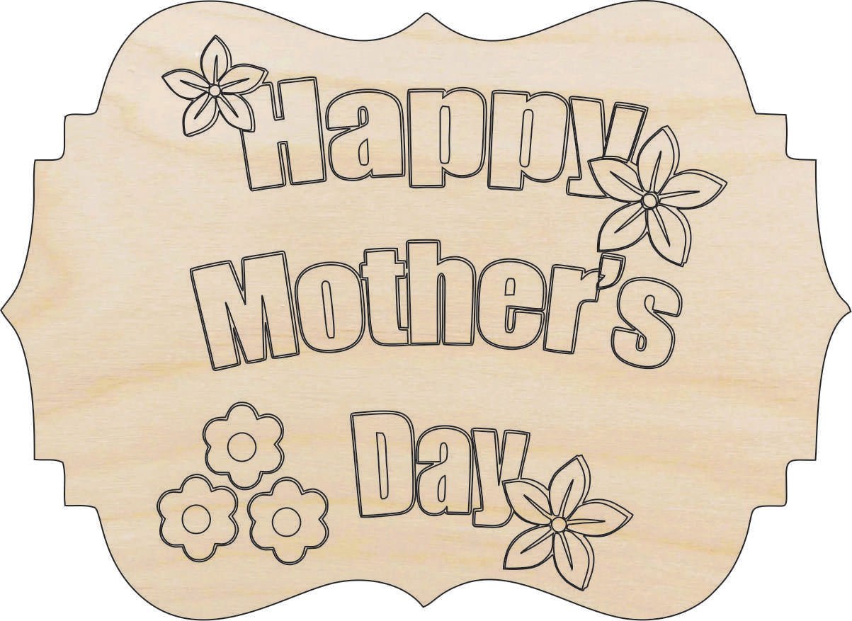 Mothers Day Wood Craft Shape - Laser Cut Baltic Birch Unfinished DIY Wood Art Supplies SGN117 - The Wood Shape Store