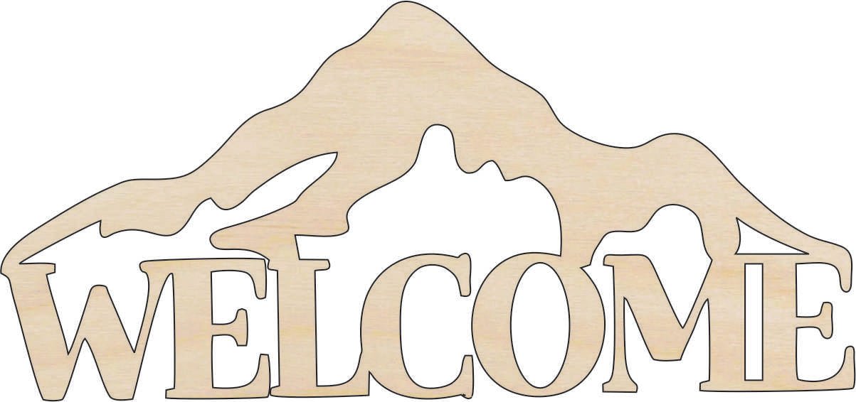 Welcome Sign Wood Craft Shape - Laser Cut Baltic Birch Unfinished DIY Wood Art Supplies SGN122 - The Wood Shape Store