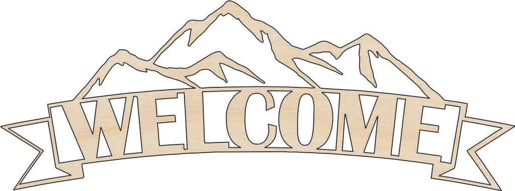 Sign Welcome Mountain - Laser Cut Out Unfinished Wood Craft Shape SGN12