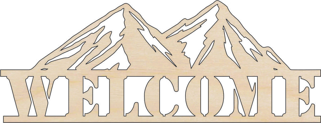 Sign Welcome Mountain - Laser Cut Out Unfinished Wood Craft Shape SGN13