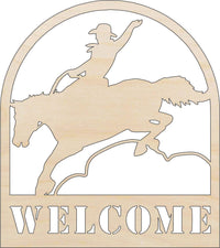 Welcome Cowboy Wood Craft Shape - Laser Cut Baltic Birch Unfinished DIY Wood Art Supplies SGN14 - The Wood Shape Store