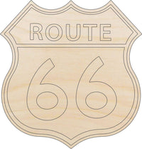 Route 66 Wood Craft Shape - Laser Cut Baltic Birch Unfinished DIY Wood Art Supplies SGN25 - The Wood Shape Store