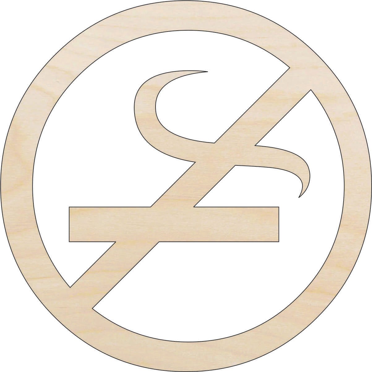 No Smoking Wood Craft Shape - Laser Cut Baltic Birch Unfinished DIY Wood Art Supplies SGN3 - The Wood Shape Store