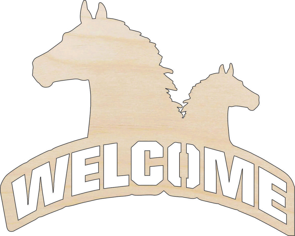 Sign Welcome Horse - Laser Cut Out Unfinished Wood Craft Shape SGN43