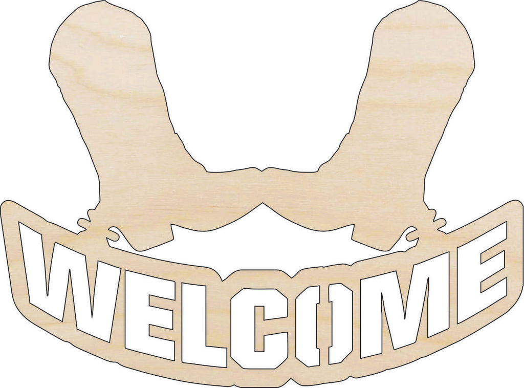 Sign Welcome Cowboy - Laser Cut Out Unfinished Wood Craft Shape SGN47