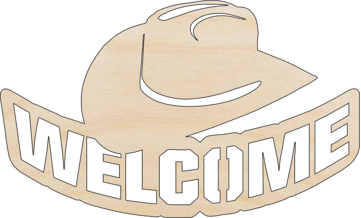 Sign Welcome Cowboy - Laser Cut Out Unfinished Wood Craft Shape SGN50 Sign Welcome Cowboy - Laser Cut Out Unfinished Wood Craft Shape SGN50