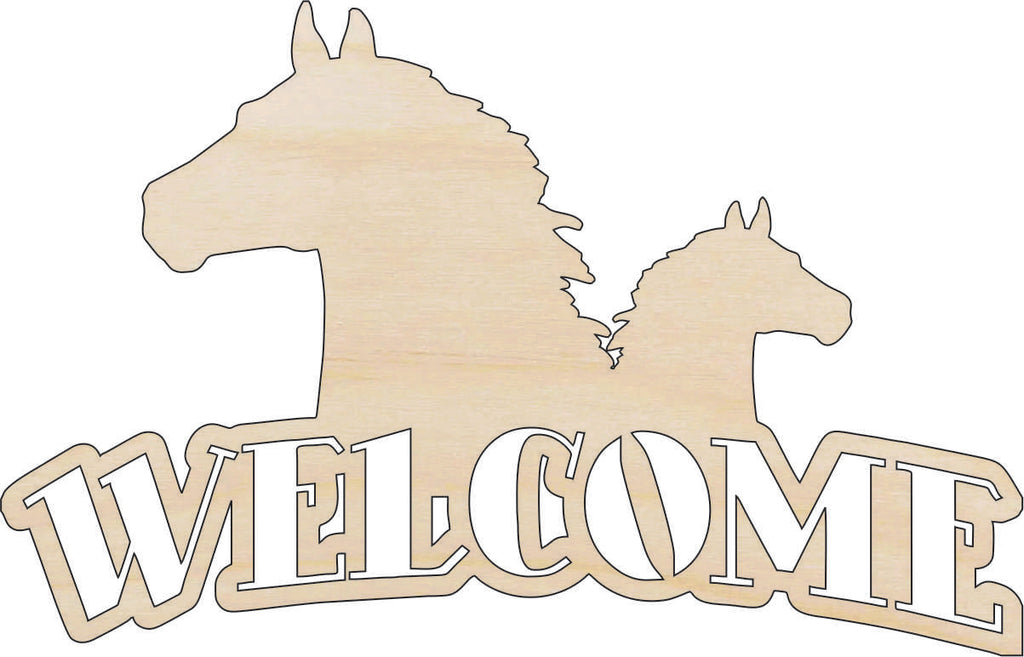 Sign Welcome Horse - Laser Cut Out Unfinished Wood Craft Shape SGN51