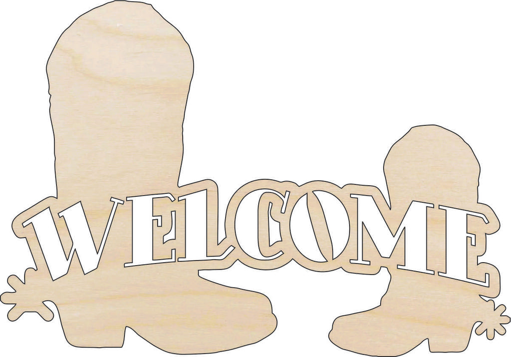 Sign Welcome Cowboy - Laser Cut Out Unfinished Wood Craft Shape SGN52